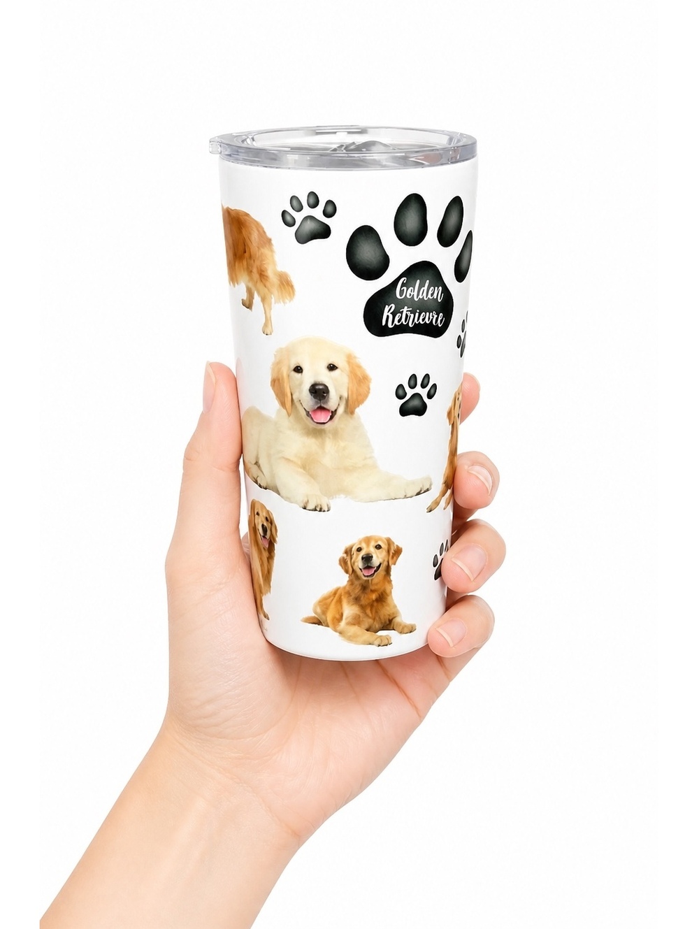 Insulated Stainless Steel Travel Tumbler with Golden Retriever Design 20 oz.